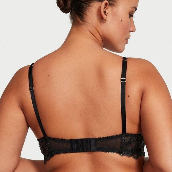 34DD {Victoria's Secret} Black Hearts Unlined Demi Bra - Picture 5 of 7